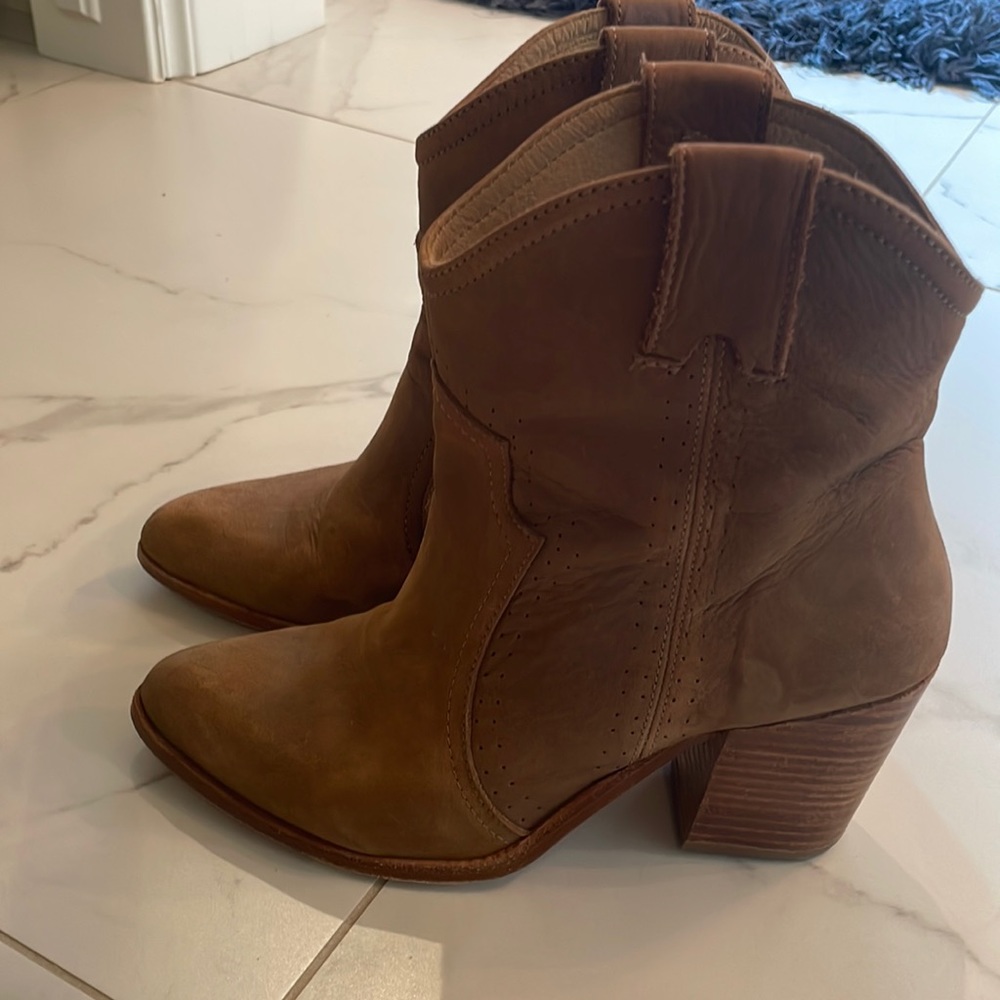 Brown suede booties. Size 7.